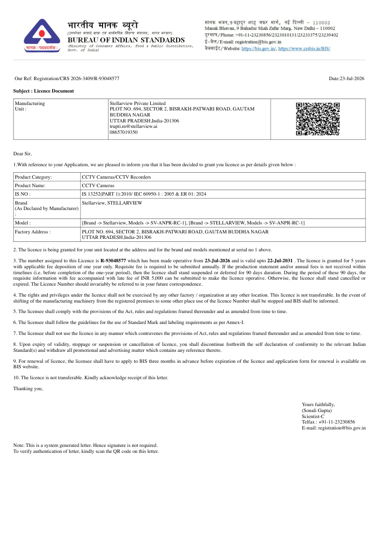 BIS registration certificate, page 1