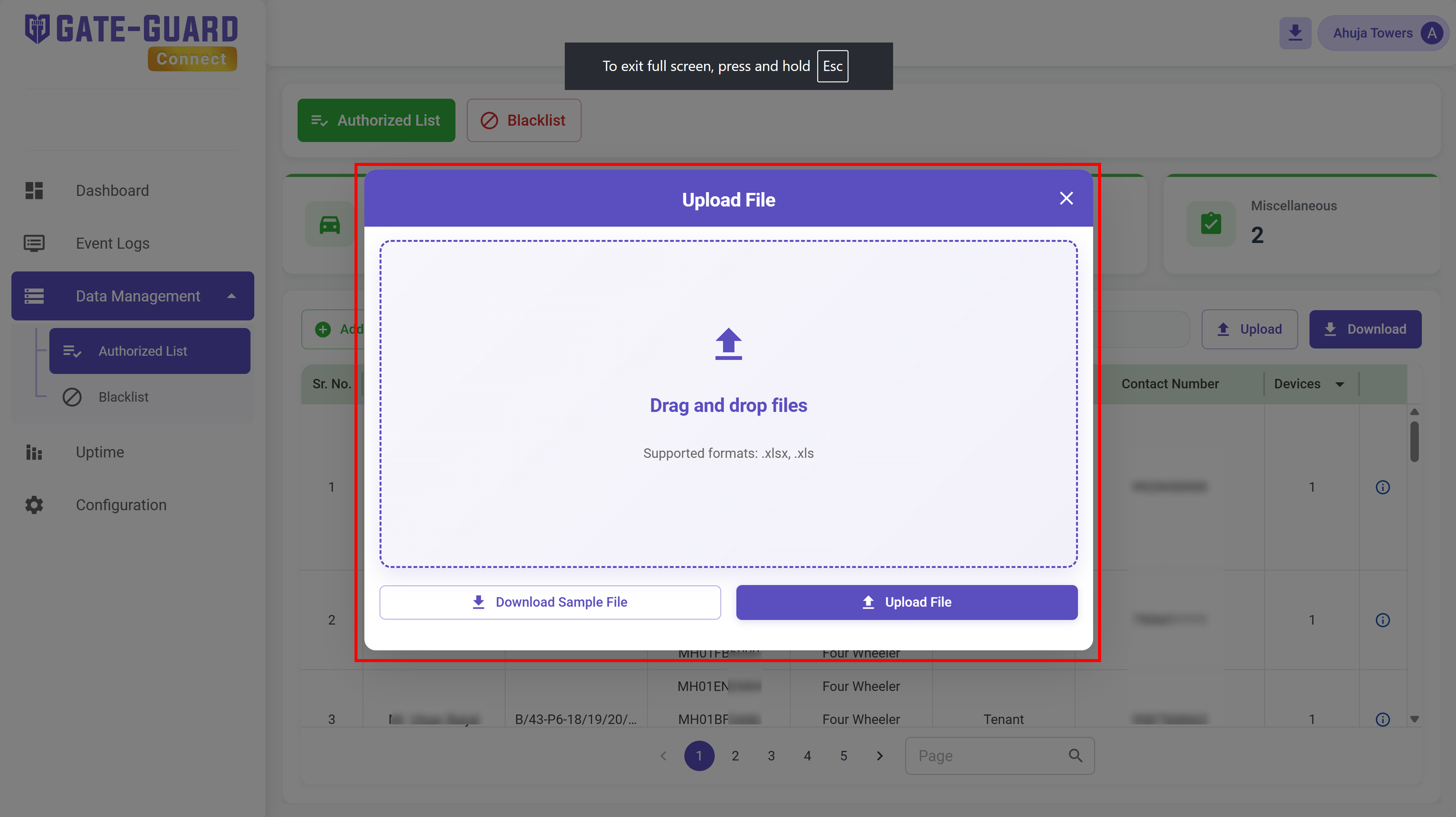 Resident and vehicle lists in GateGuard Connect