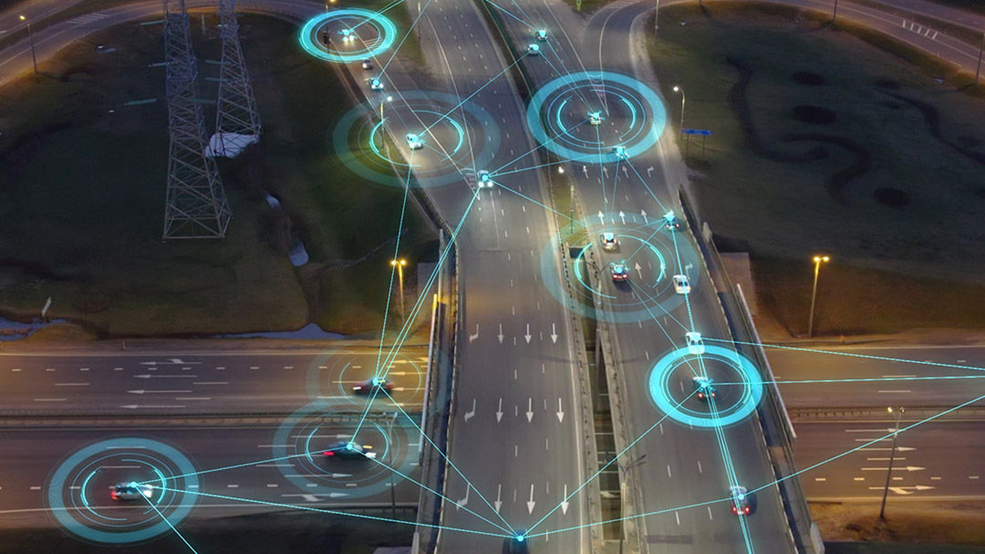 Connected smart city highway interchange with AI vehicle tracking