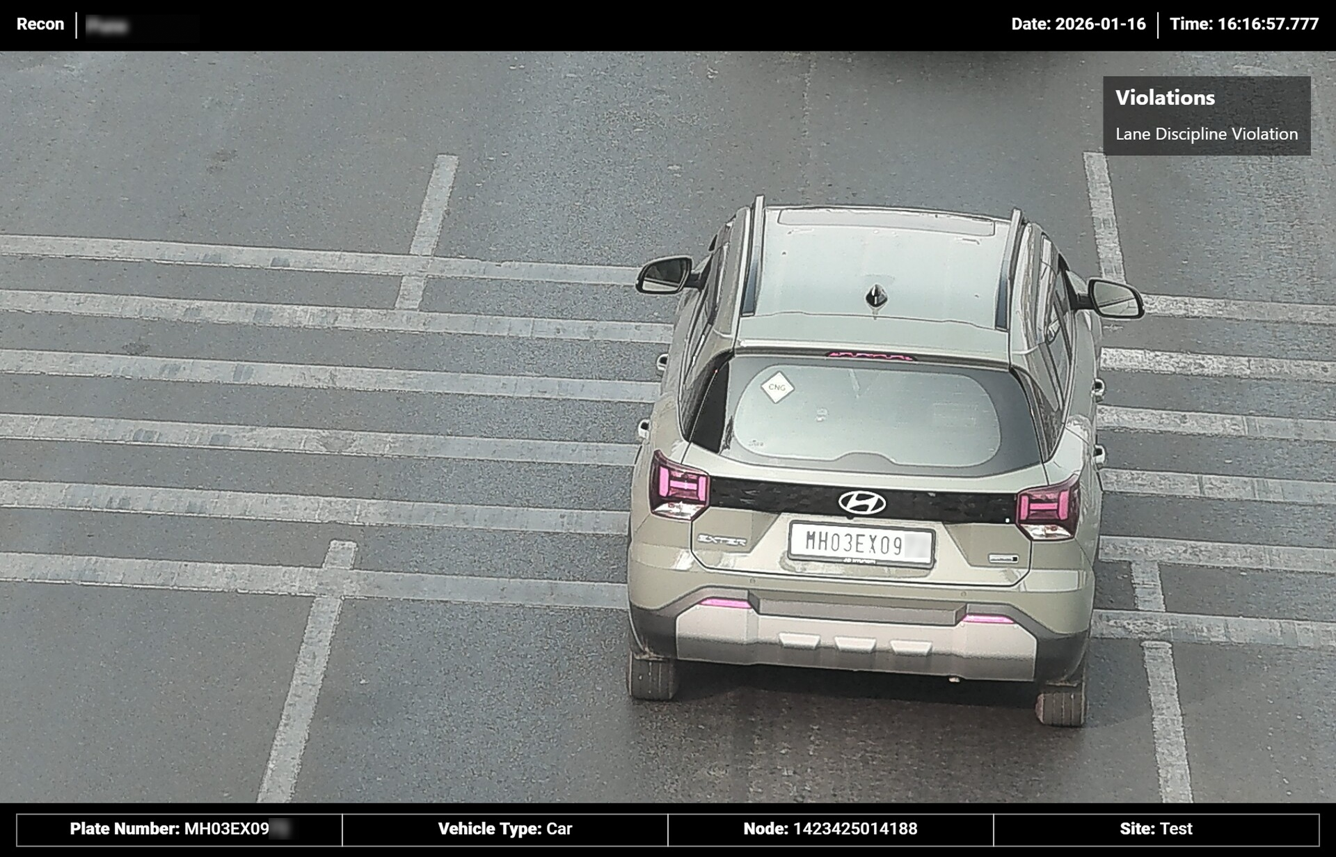 Lane discipline violation evidence