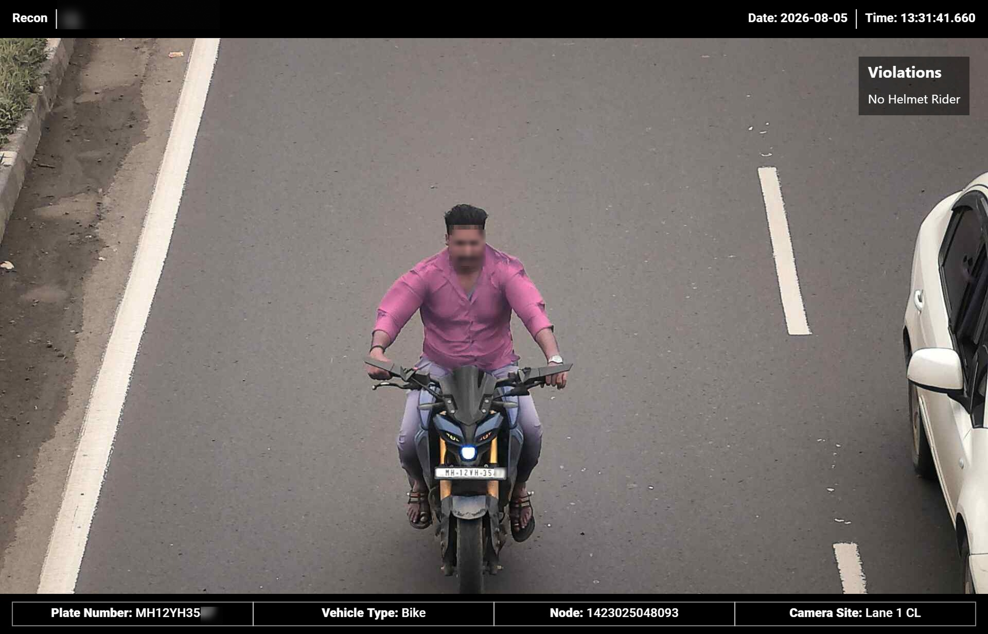 No helmet rider violation evidence